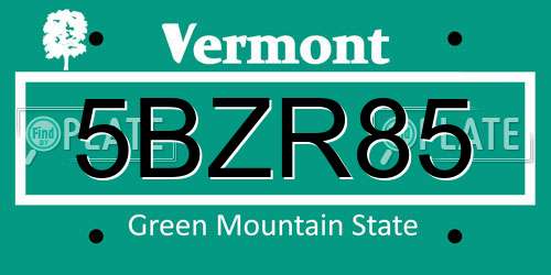5BZR85 Vermont License Plate