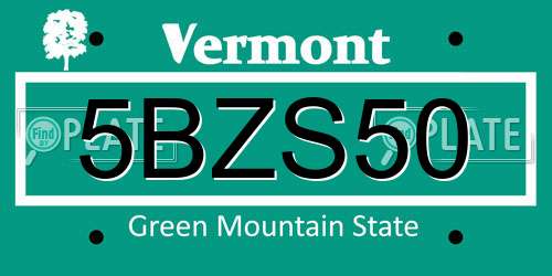 5BZS50 Vermont License Plate