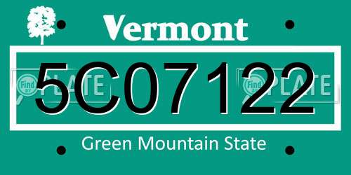 5C07122 Vermont License Plate