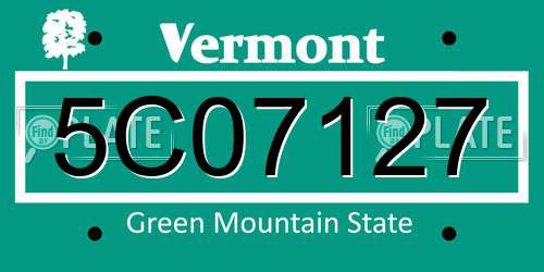 5C07127 Vermont License Plate