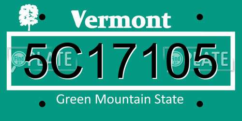 5C17105 Vermont License Plate