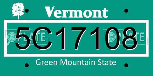 5C17108 Vermont License Plate