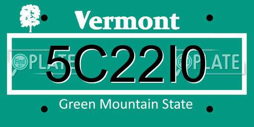 5C22I0 Vermont License Plate