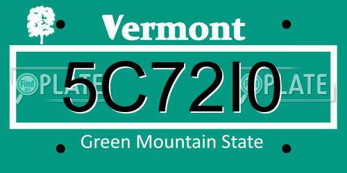 5C72I0 Vermont License Plate