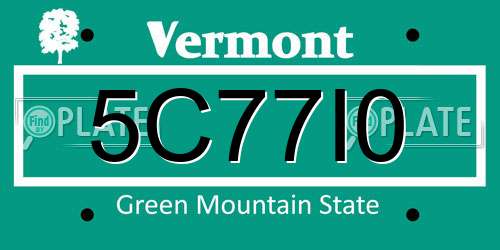 5C77I0 Vermont License Plate