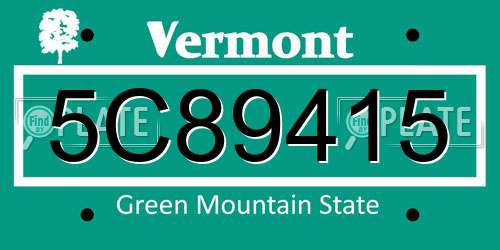 5C89415 Vermont License Plate