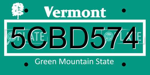 5CBD574 Vermont License Plate