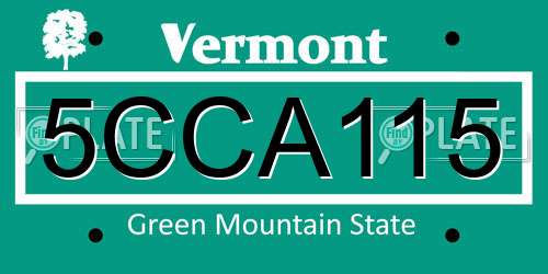 5CCA115 Vermont License Plate