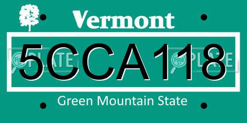 5CCA118 Vermont License Plate