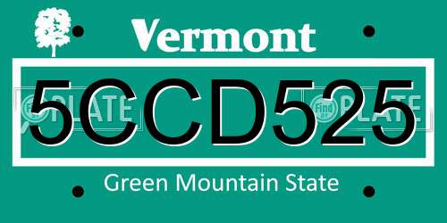 5CCD525 Vermont License Plate