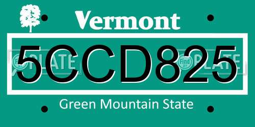 5CCD825 Vermont License Plate