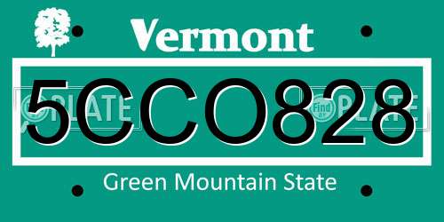 5CCO828 Vermont License Plate