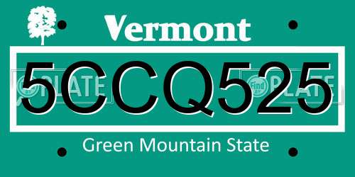 5CCQ525 Vermont License Plate
