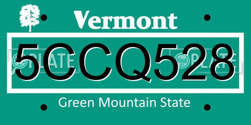 5CCQ528 Vermont License Plate