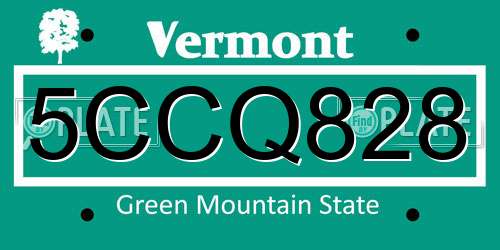 5CCQ828 Vermont License Plate