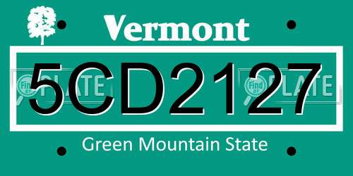 5CD2127 Vermont License Plate