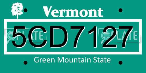 5CD7127 Vermont License Plate