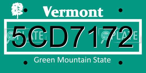 5CD7172 Vermont License Plate