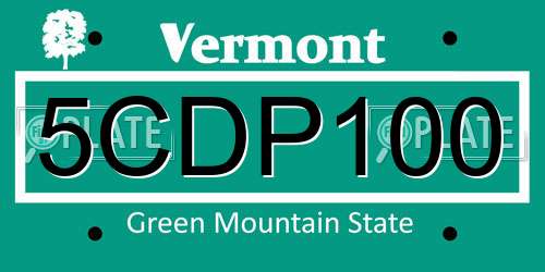 5CDP100 Vermont License Plate