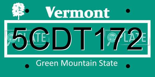 5CDT172 Vermont License Plate