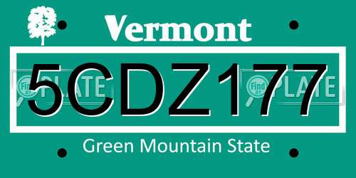 5CDZ177 Vermont License Plate