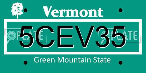 5CEV35 Vermont License Plate