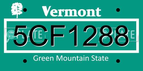 5CF1288 Vermont License Plate