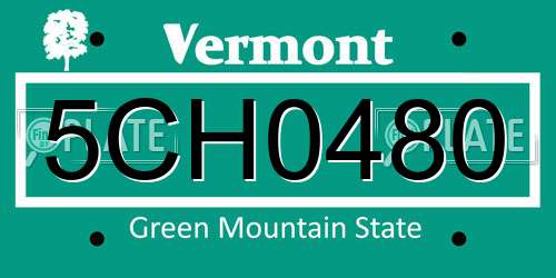5CH0480 Vermont License Plate