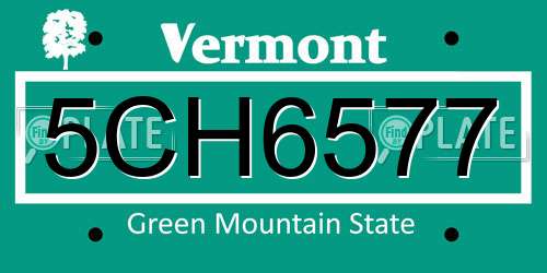 5CH6577 Vermont License Plate