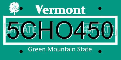 5CHO450 Vermont License Plate