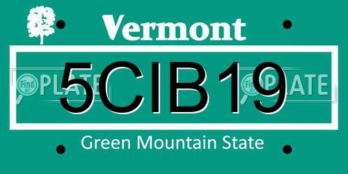 5CIB19 Vermont License Plate