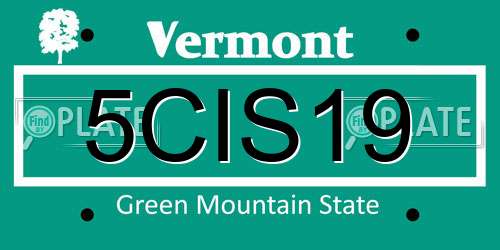 5CIS19 Vermont License Plate