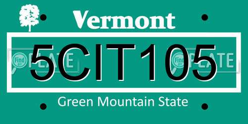 5CIT105 Vermont License Plate