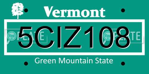 5CIZ108 Vermont License Plate