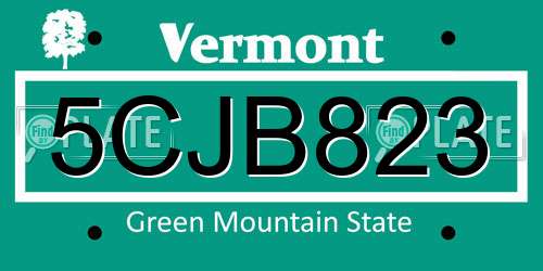 5CJB823 Vermont License Plate