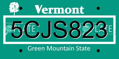 5CJS823 Vermont License Plate
