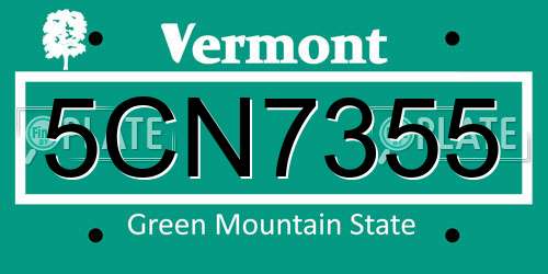 5CN7355 Vermont License Plate