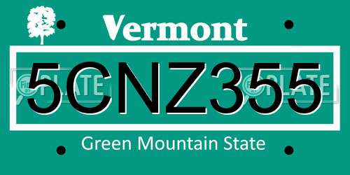 5CNZ355 Vermont License Plate
