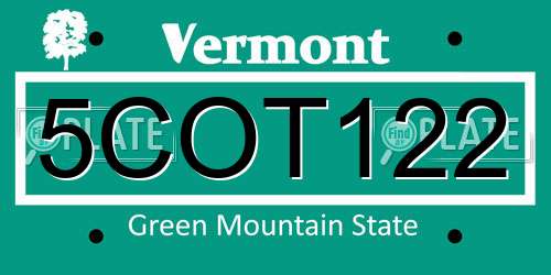 5COT122 Vermont License Plate
