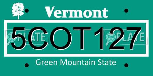 5COT127 Vermont License Plate