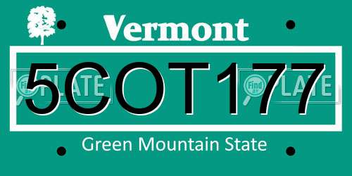 5COT177 Vermont License Plate
