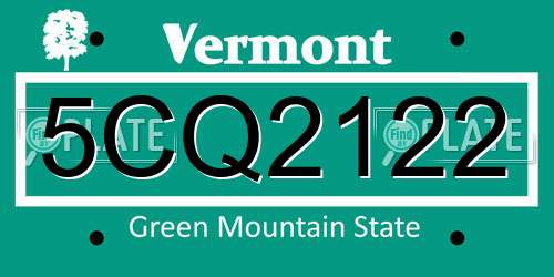 5CQ2122 Vermont License Plate