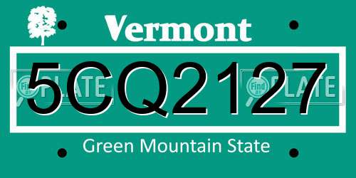 5CQ2127 Vermont License Plate