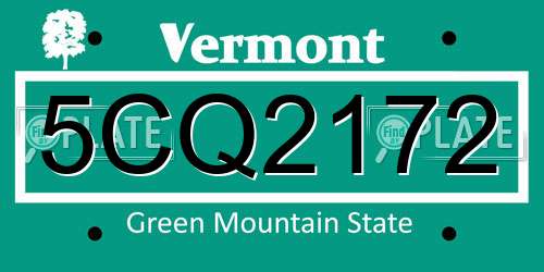 5CQ2172 Vermont License Plate