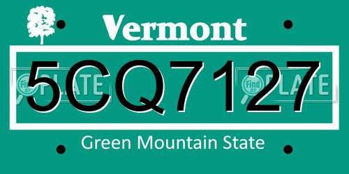 5CQ7127 Vermont License Plate