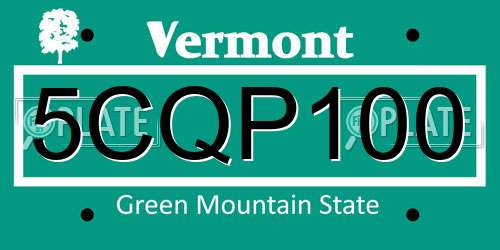 5CQP100 Vermont License Plate