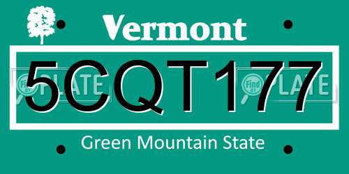 5CQT177 Vermont License Plate