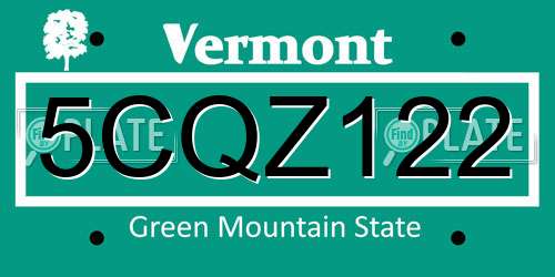 5CQZ122 Vermont License Plate