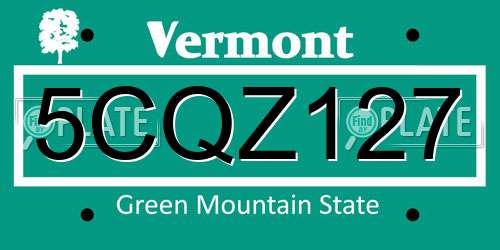 5CQZ127 Vermont License Plate