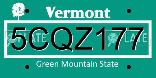 5CQZ177 Vermont License Plate